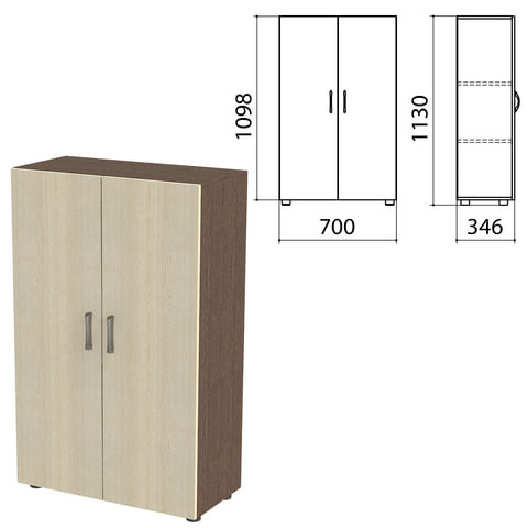 Шкаф закрытый "Канц", 700х350х1130 мм, цвет венге/дуб молочный (КОМПЛЕКТ) по низкой цене оптом 