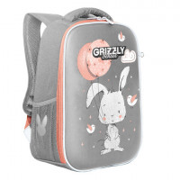 Ранец GRIZZLY анатомическая спинка, для девочек, BUNNY, 37х26х16 см, RAw-396-5/2