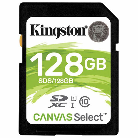 Карта памяти SDXC 128 GB KINGSTON Canvas Select Plus UHS-I U1, 100 Мб/сек (class 10), SDS2/128GB по низкой цене оптом 