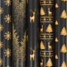 Бумага упаковочная новогодняя 70х100 см ЗОЛОТАЯ СКАЗКА "Black&Gold", 5 дизайнов, 70 г/м2, 591584 по низкой цене оптом 