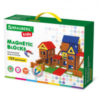 Магнитный конструктор MEGA MAGNETIC BUILD BLOCKS-129 "Построй дом", 129 деталей, BRAUBERG KIDS, 663850