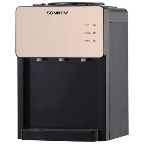 Кулер для воды SONNEN TSE-03BBP, настольный, НАГРЕВ/ОХЛАЖДЕНИЕ ЭЛЕКТРОННОЕ, 3 крана, черный/бежевый, 455751 по низкой цене оптом Краснодар, Москва, Уфа, Казань, Барнаул, Владивосток, Хабаровск, Сахалин, Красноярск, Екатеренбург, 