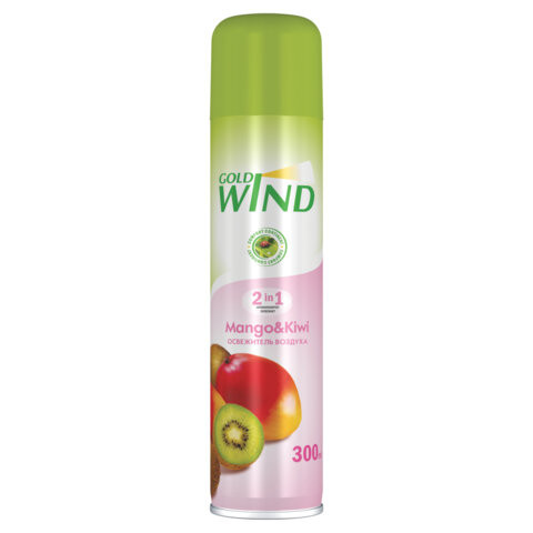 Освежитель воздуха аэрозольный 300мл GOLD WIND "Mango & kiwi" ш/к 73755, 5-02.04.263.06 по низкой цене оптом 