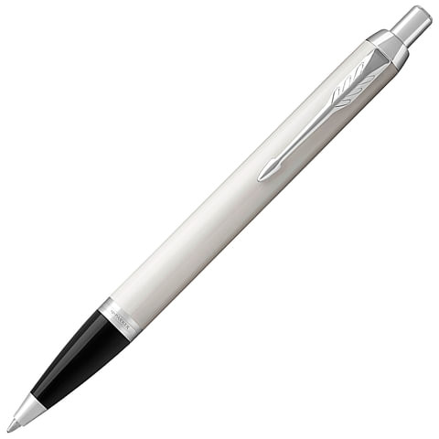 Ручка шариковая PARKER "IM Core White Lacquer CT", корпус белый глянцевый лак, хромированные детали, синяя, 1931675 по низкой цене оптом 