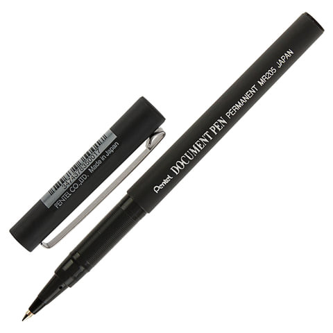 Ручка-роллер PENTEL (Япония) "Document Pen", ЧЕРНАЯ, корпус черный, узел 0,5 мм, линия письма 0,25 мм, MR205-A по низкой цене оптом 