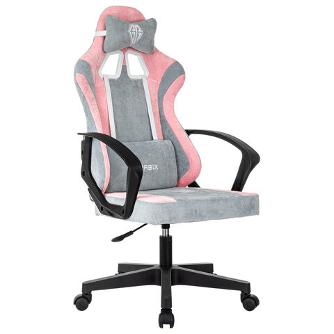 Кресло компьютерное BRABIX ''Forcer GM-127'', 2 подушки, ткань, розовое/серое, 533215 по низкой цене оптом Кресло компьютерное BRABIX ''Forcer GM-127'', 2 подушки, ткань, розовое/серое, 533215 по низкой цене оптом