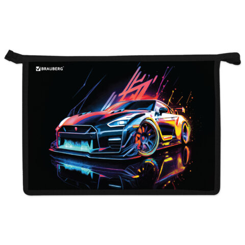 Папка для труда на молнии BRAUBERG А4, 2 отделения, органайзер, Neon drift, 272213 по низкой цене оптом 