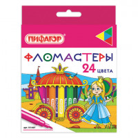 Фломастеры ПИФАГОР "Принцессы", 24 цвета, вентилируемый колпачок, 151407