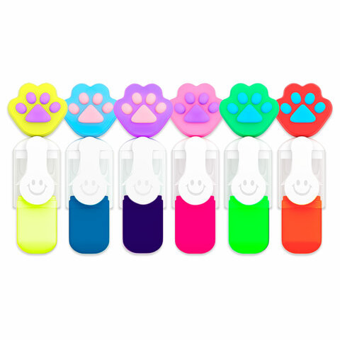 Набор текстовыделителей с топперами 6 ЦВЕТОВ НЕОН, "ЛАПКИ", линия 1-4 мм, FUNSTER (ФАНСТЕР), 152645 по низкой цене оптом Набор текстовыделителей с топперами 6 ЦВЕТОВ НЕОН, "ЛАПКИ", линия 1-4 мм, FUNSTER (ФАНСТЕР), 152645 по низкой цене оптом