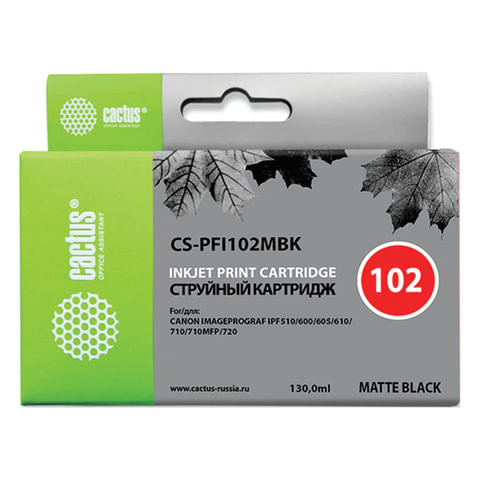 Картридж струйный CACTUS (CS-PFI102MBK) для CANON iPF500/510/F600/605/650/700, матовый черный по низкой цене оптом 