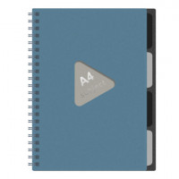 Тетрадь обложка пластик, А4 80л. гребень, 4 съемных разделителя, клетка, BRAUBERG, синий, 405364