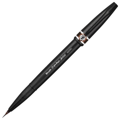 Ручка-кисть PENTEL (Япония) "Brush Sign Pen Artist", линия письма 0,5-5 мм, коричневая, SESF30C-E по низкой цене оптом 