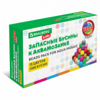 Запасные бусины для АКВАМОЗАИКИ с карточками-трафаретами 15 цветов 1500 штук, BRAUBER, 664914