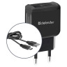 Зарядное устройство сетевое (220 В) DEFENDER UPC-23, кабель Type-C 1 м, выходной ток 2,1 А, черное, 83583 по низкой цене оптом 