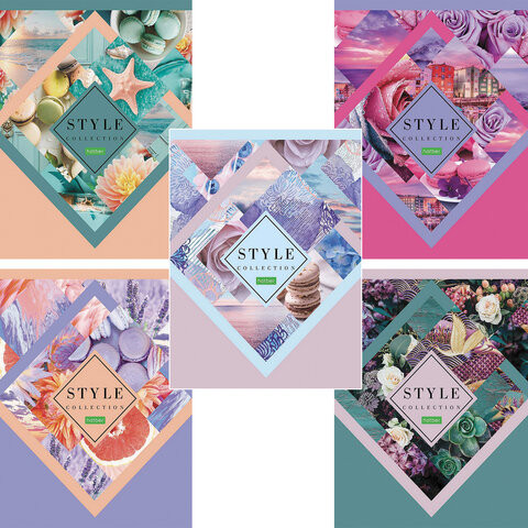 Тетрадь А5, 96 л., HATBER ECO, скоба, клетка, обложка картон, "Style collection", 96Т5C1 по низкой цене оптом Краснодар, Москва, Уфа, Казань, Барнаул, Владивосток, Хабаровск, Сахалин, Красноярск, Екатеренбург, 