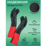 Перчатки хозяйственные латексные BiColor черно-красные, х/б напыление, размер XL (очень большой), 70 г, прочные, КП, 139469 по низкой цене оптом 