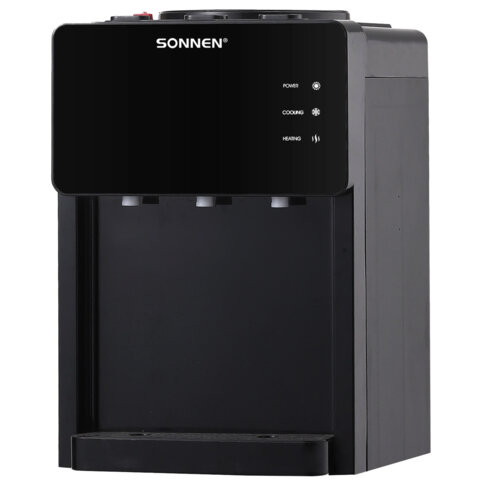 Кулер для воды SONNEN TSE-03BP, настольный, НАГРЕВ/ОХЛАЖДЕНИЕ ЭЛЕКТРОННОЕ, 3 крана, антрацит, 455752 по низкой цене оптом Краснодар, Москва, Уфа, Казань, Барнаул, Владивосток, Хабаровск, Сахалин, Красноярск, Екатеренбург, 