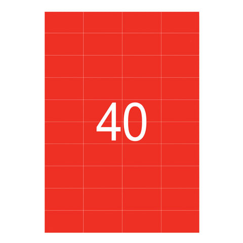 Этикетка самоклеящаяся 52,5х29,7 мм, 40 этикеток, неоново-красная, 65 г/м2, 50 листов, STAFF, 128838 по низкой цене оптом 