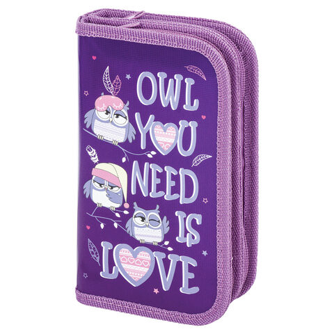 Пенал ПИФАГОР, 2 отделения, ламинированный картон, 19х11 см, Owls, 270169 по низкой цене оптом 