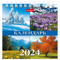 Календарь-домик настольный на гребне, 2024г 101х101мм, Времена год, HATBER, 12КД6гр_2, 12КД6гр_28785