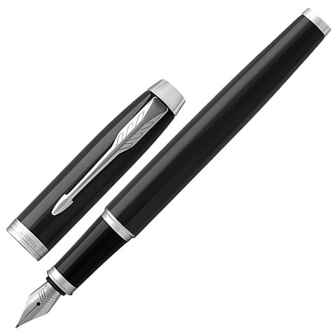 Ручка перьевая PARKER "IM Core Black Lacquer CT", корпус черный глянцевый лак, хромированные детали, синяя, 1931644 по низкой цене оптом 