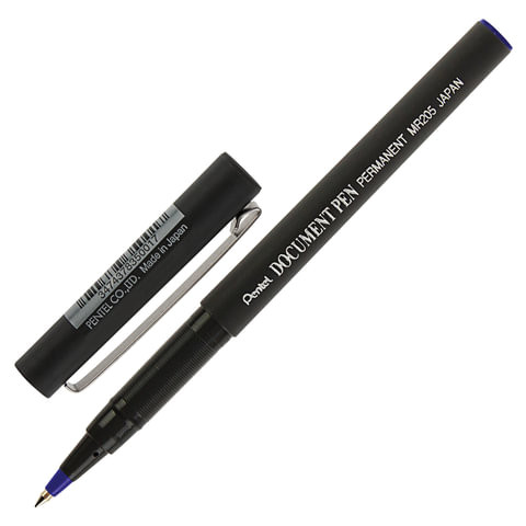 Ручка-роллер PENTEL (Япония) "Document Pen", СИНЯЯ, корпус черный, узел 0,5 мм, линия письма 0,25 мм, MR205-C по низкой цене оптом 