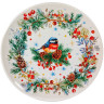 Тарелка сервировочная новогодняя 23 см, "Снегирь", каменная керамика, ЗОЛОТАЯ СКАЗКА, 592549 по низкой цене оптом 
