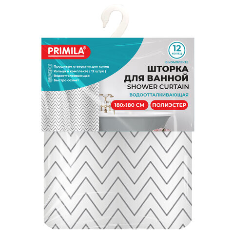 Шторка для ванной ПОЛИЭСТЕР, 180х180см, кольца в комплекте, УЗОРЫ, PRIMILA, 700078 по низкой цене оптом Шторка для ванной ПОЛИЭСТЕР, 180х180см, кольца в комплекте, УЗОРЫ, PRIMILA, 700078 по низкой цене оптом