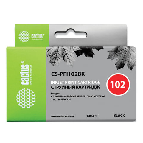 Картридж струйный CACTUS (CS-PFI102BK) для CANON iPF500/510/F600/605/650/700, черный по низкой цене оптом 