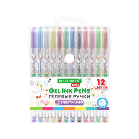 Ручки гелевые С БЛЕСТКАМИ BRAUBERG KIDS "CUTE ANIMALS", НАБОР 12 ЦВЕТОВ, корпус с печатью, узел 1 мм, линия письма 0,7 мм, 144446 по низкой цене оптом Ручки гелевые С БЛЕСТКАМИ BRAUBERG KIDS "CUTE ANIMALS", НАБОР 12 ЦВЕТОВ, корпус с печатью, узел 1 мм, линия письма 0,7 мм, 144446 по низкой цене оптом