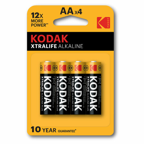 Батарейки алкалиновые "пальчиковые" КОМПЛЕКТ 4 шт KODAK Xtralife Alkaline, АА (LR6,24, Б0014328 по низкой цене оптом 