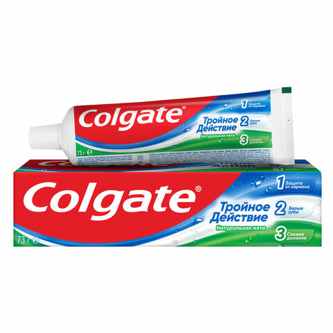 Зубная паста 50мл COLGATE "Натуральная мята", тройное действие, с фторидом, ш/к 28954, 7891024128954 по низкой цене оптом 