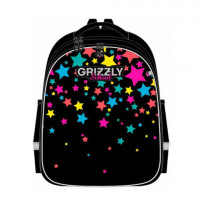 Ранец GRIZZLY анатомическая спинка, c брелоком, для девочек, COLORFUL STARS, 36х28х20, RAz-386-1/1