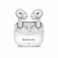 Наушники с микрофоном (гарнитура) DEFENDER TWINS 903, Bluetooth, беспроводные, белые, 63903