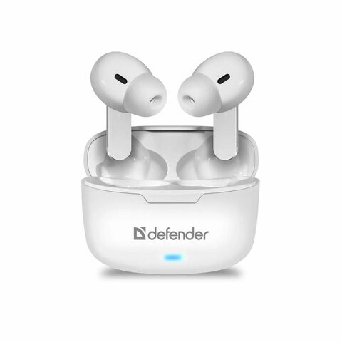 Наушники с микрофоном (гарнитура) DEFENDER TWINS 903, Bluetooth, беспроводные, белые, 63903 по низкой цене оптом 