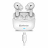 Наушники с микрофоном (гарнитура) DEFENDER TWINS 903, Bluetooth, беспроводные, белые, 63903 по низкой цене оптом 