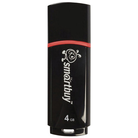Флеш-диск 4 GB, SMARTBUY Crown, USB 2.0, черный, SB4GBCRW-K по низкой цене оптом Краснодар, Москва, Уфа, Казань, Барнаул, Владивосток, Хабаровск, Сахалин, Красноярск, Екатеренбург, 