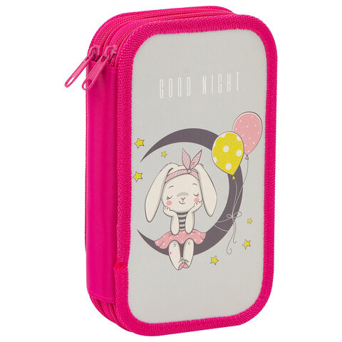 Пенал ПИФАГОР, 2 отделения, ламинированный картон, блестки, 19х11 см, "MOON BUNNY", 229157 по низкой цене оптом 