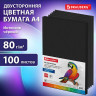 Бумага цветная BRAUBERG, А4, 80г/м, 100 л, ЧЕРНАЯ, интенсив, для офиса, хобби и творчества, 116666 по низкой цене оптом 