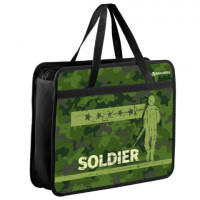 Папка на молнии с ручками BRAUBERG А4, 1 отделение, пластик, ширина 80 мм, "Soldier", 270870