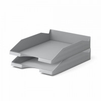 Лоток горизонтальный для бумаг КОМПЛЕКТ 2шт., BRAUBERG "Modern", 346х254х61 мм, серый, 238025