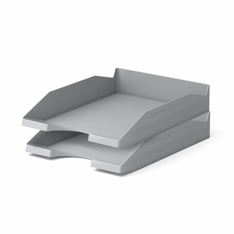 Лоток горизонтальный для бумаг КОМПЛЕКТ 2шт., BRAUBERG "Modern", 346х254х61 мм, серый, 238025 по низкой цене оптом 