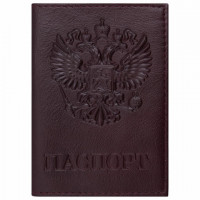 Обложка для паспорта натуральная кожа "Virginia", "Герб", темно-бордовая, BRAUBERG, 237199