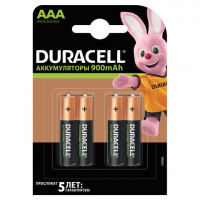 Батарейки аккумуляторные DURACELL, AAA (HR03), Ni-Mh, 900 mAh, КОМПЛЕКТ 4 шт., блистер, 81546826