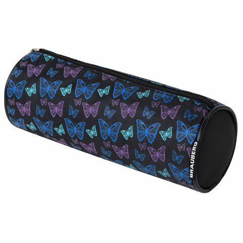 Пенал-косметичка BRAUBERG, Butterflies, черный, 20х7х7см, 272296 по низкой цене оптом 