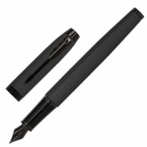 Ручка перьевая PARKER "IM Achromatic Black BT", корпус черный матовый, нержавеющая сталь, синяя, 2127741 по низкой цене оптом 