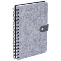 Ежедневник недатированный А5 135х210мм BRAUBERG Felt на гребне, войлок, кнопка 160л, серый, 117133