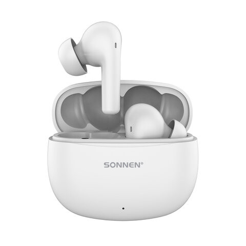 Наушники беспроводные TWS внутриканальные, гибридное шумоподавление ANC+ENC, SONNEN PREMIUM EP-BH34W, bluetooth 5.3, белые, 514124 по низкой цене оптом 