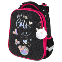 Ранец BRAUBERG LUMINOUS, 2 отделения, с брелком, "Cats first", СВЕТЯЩИЙСЯ РИСУНОК, 38х29х16 см, 271367