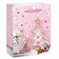 Пакет подарочный новогодний 17,8x9,8x22,9 см ЗОЛОТАЯ СКАЗКА "Lilac Story", фольга, розовый, 608233